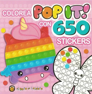 Colorea, pop it con 650 stickers: unicornio