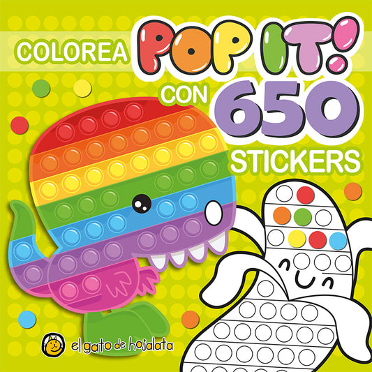 Colorea, pop it con 650 stickers: dinosaurio