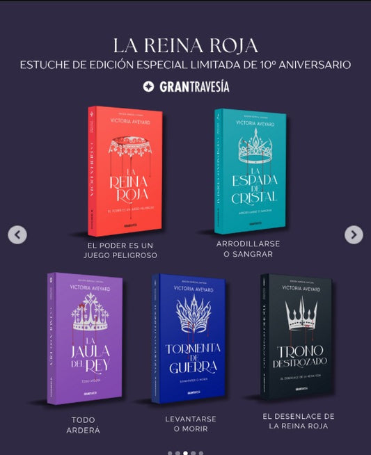 Estuche La reina rojoa, Victoria Aveyard.
